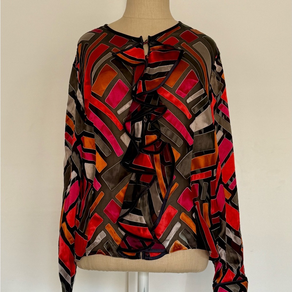 Louis Feraud Paris Geometric Multicolor Women's Blouse
